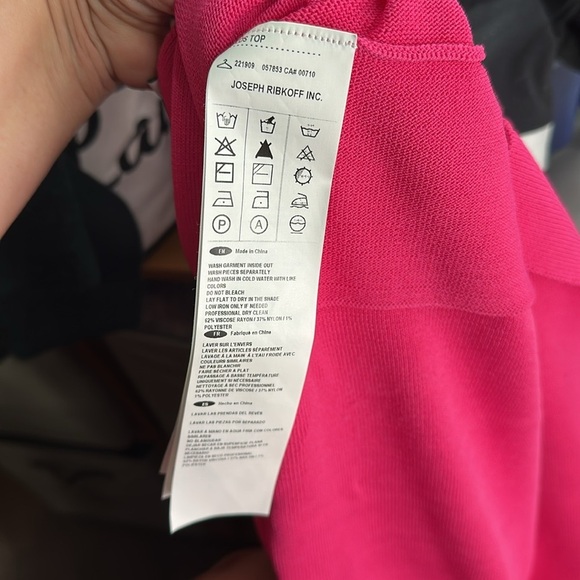 Joseph Ribkoff tunic Rasberry Pink Knitted Sheer Top light weight classy sz xl - Picture 7 of 13